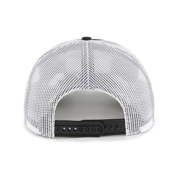 Back view of Colorado Buffaloes mesh trucker hat with adjustable snapback closure and white breathable panels