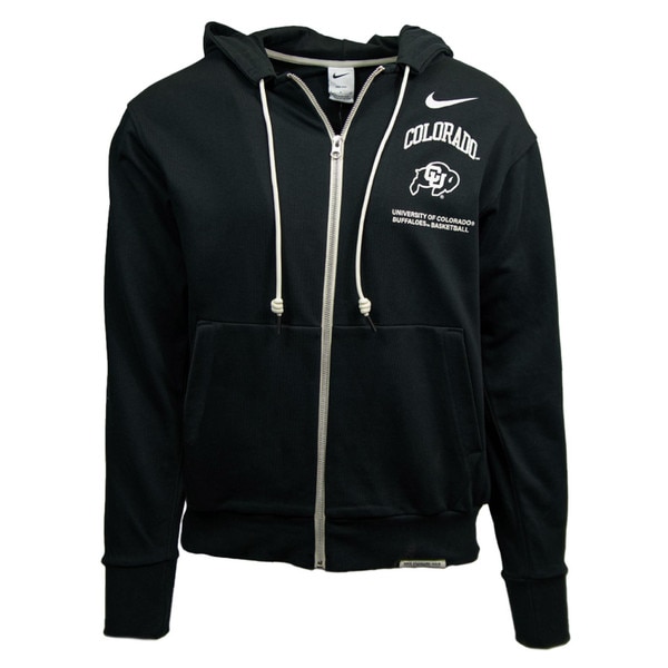 Black full-zip hoodie with white Colorado text, CU Buffaloes basketball logo, and Nike Swoosh on left chest