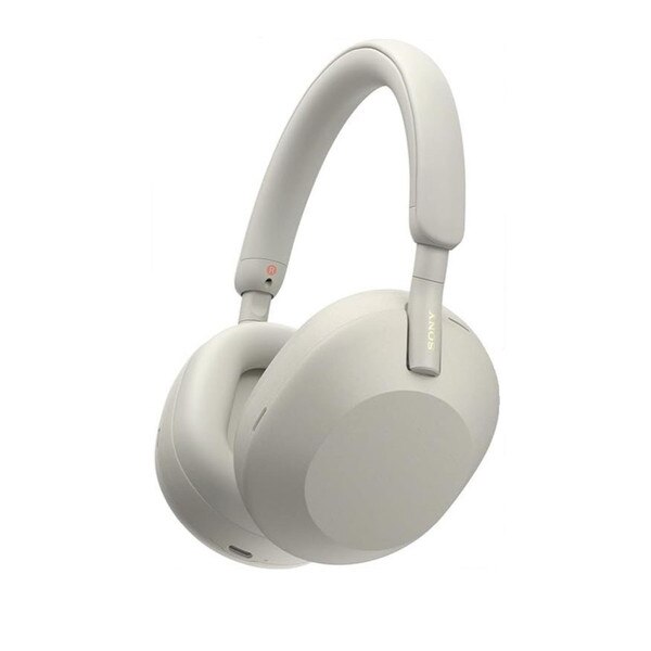 A gray pair of Sony headphones.