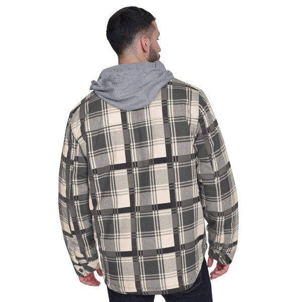 Plaid backside of the GIII jacket and adjustable hood.