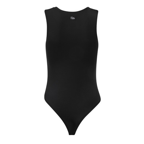 This is the back of the bodysuit. It is plain black but has a small Hype and Vice logo at the collar. The back is high cut.
