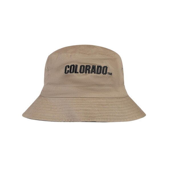 This is one side of the hat. It is a tan color and the Colorado text is black.