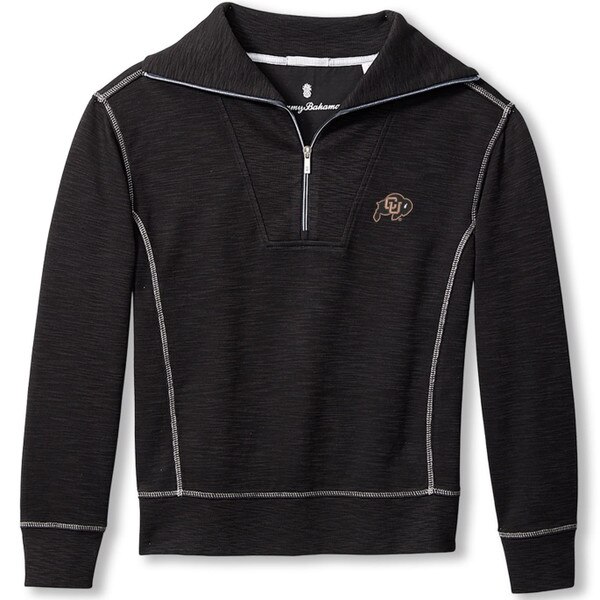 A black half zip jacket with a c-u buffalo logo on the left chest.