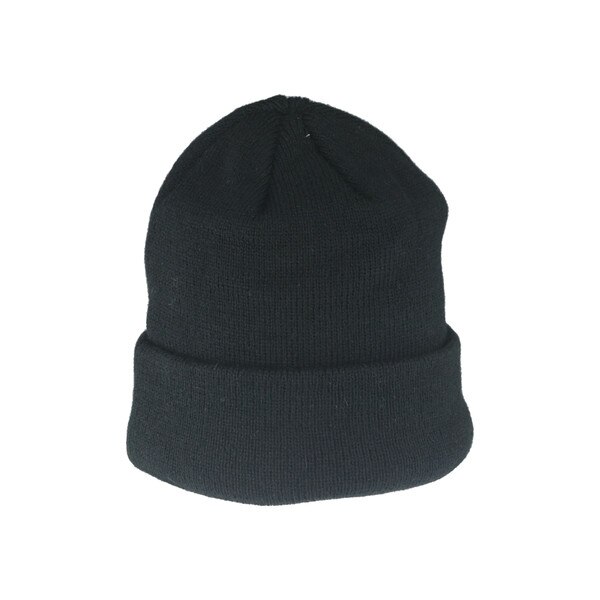 This is the back of the black toddler beanie. It has no additional decoration and is just black.