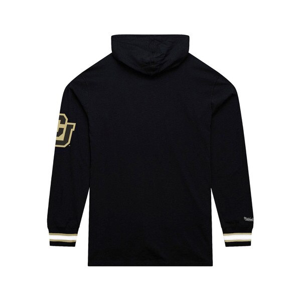 This is the back of the hoodie. It is plain black with no additional decoration.