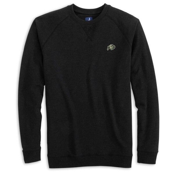 A black Johnnie-O men's crewneck sweatshirt with C.U buffalo logo.