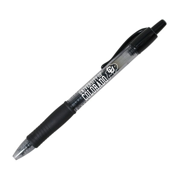 A black pen with "Colorado" and a c-u buffalo logo on it.