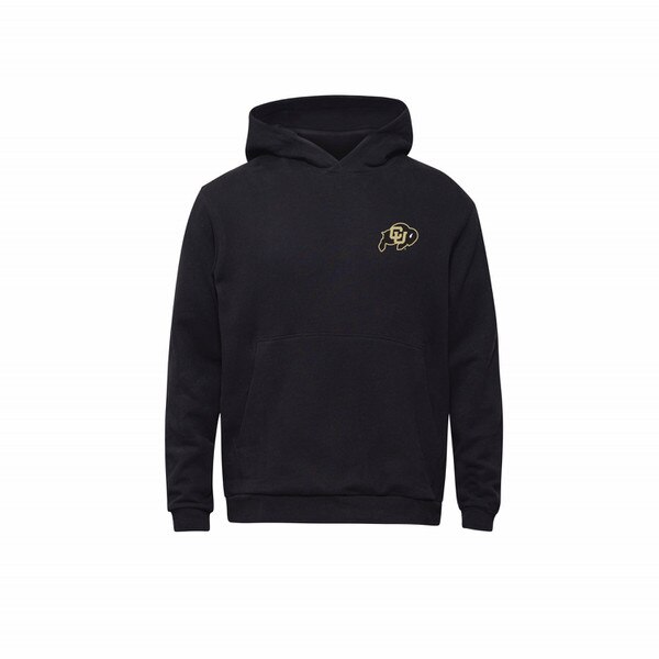 A black lululemon hoodie with C.U buffalo logo and large front pocket.