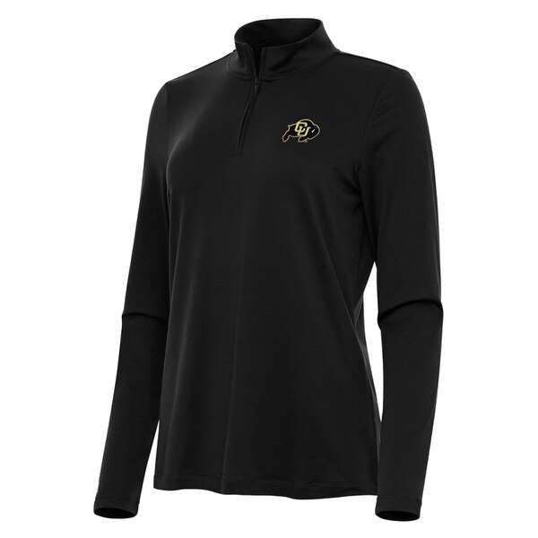 A black quarter zip pullover jacket with a collar and a c-u buffalo logo on the left chest.