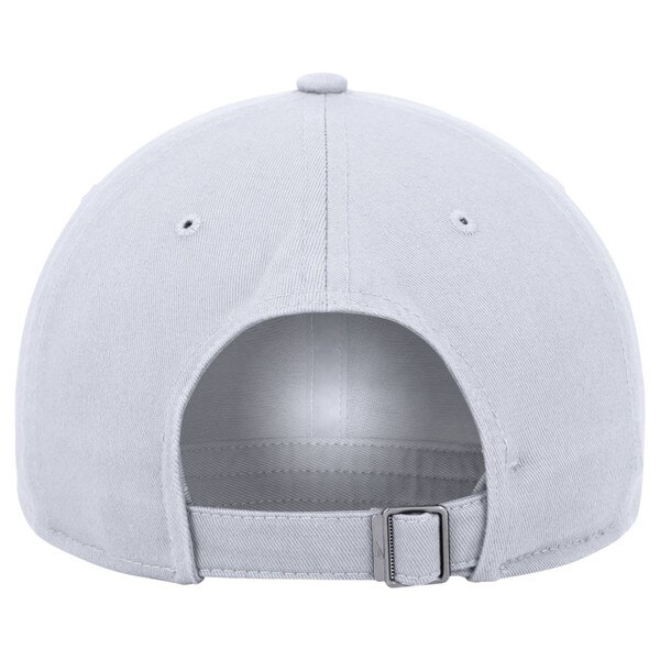 Back view of grey Nike cap with adjustable strap and metal clasp