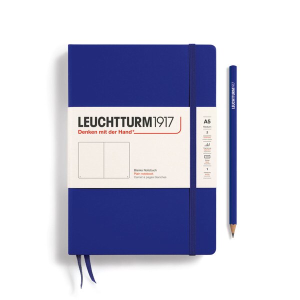 An ink colored hardcover notebook.