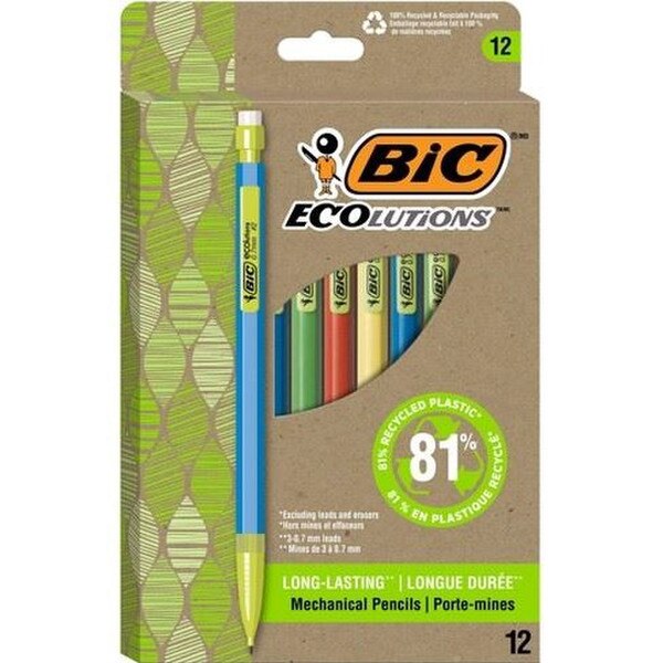 This is a pack of 12 mechanical pencils, they are green, red, blue, and yellow.