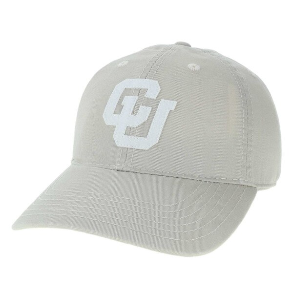 A stone Legacy unisex twill dad hat with adjustable strap and interlocking C.U .