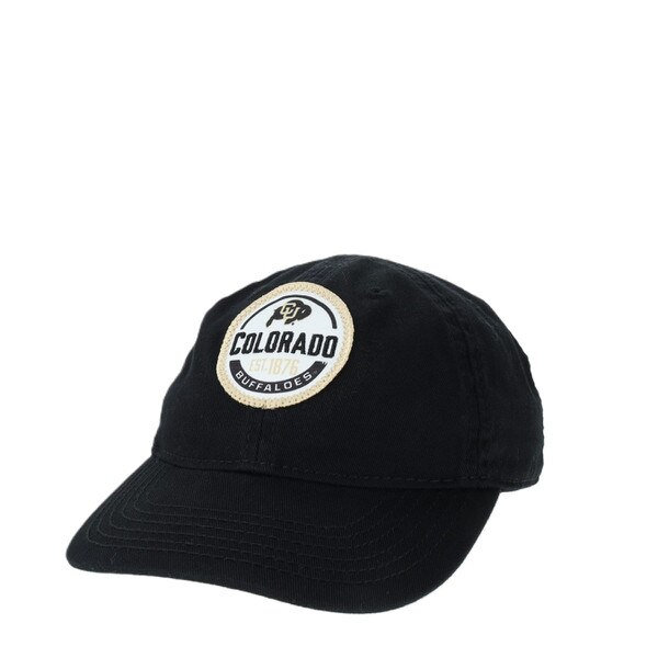 A black hat with a white circular patch. The patch has a Buffalo logo with "Colorado" written below in black. "Buffaloes" is seen at the bottom in white behind black. "EST. 1876" is between in gold.