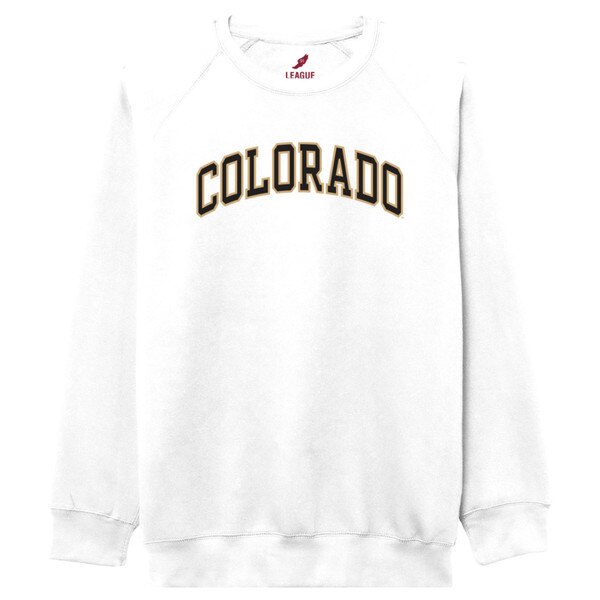 A white men's League essential 2.0 arch crewneck sweatshirt with "Colorado."