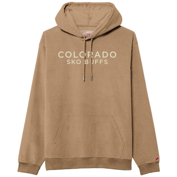 Dusty orange hoodie with 'Colorado Sko Buffs' printed across the chest, featuring a hood with drawstrings and a kangaroo pocket.
