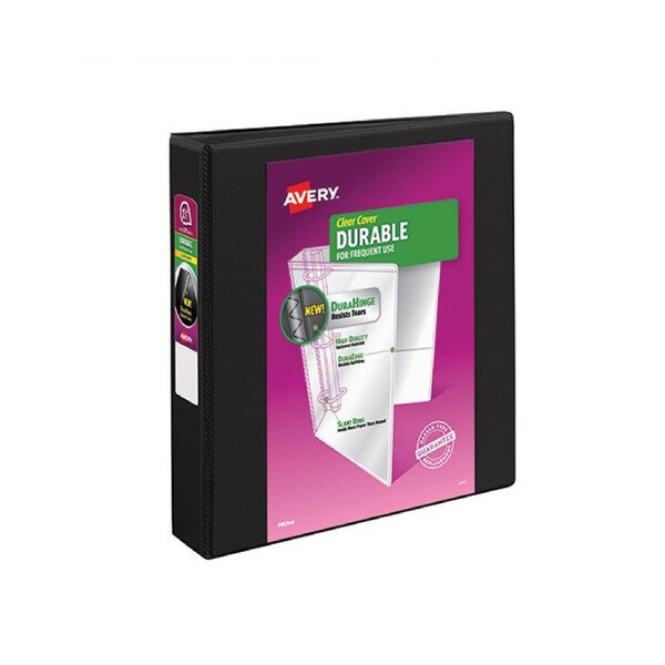 Avery Durable View Binder with DuraHinge and clear cover, designed for frequent use and long-lasting performance.