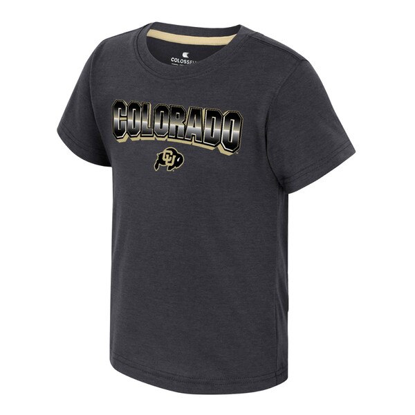 Youth black t-shirt featuring the word "Colorado" in bold lettering above the CU Buffaloes logo on the chest.