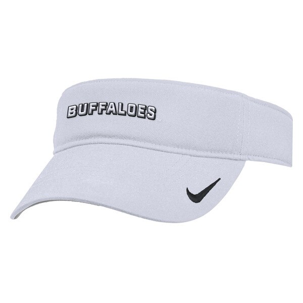 White Nike Visor with 'Buffaloes' on center and Nike logo on left side.
