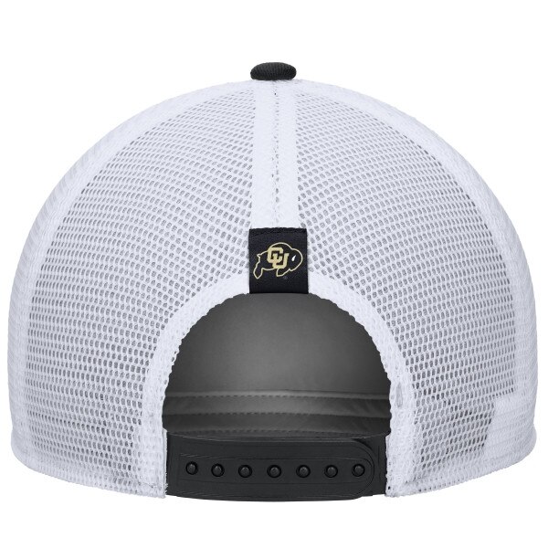 Back of hat. White mesh backing, Ralphie logo in center, and adjustable strap.
