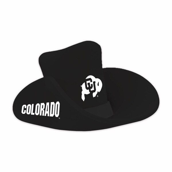 A black Spirit foam cowboy hat with C.U buffalo logo on front and "Colorado on side.