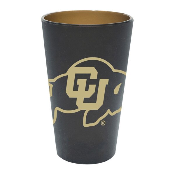 Black silicone pint glass featuring the Colorado Buffaloes logo in gold.