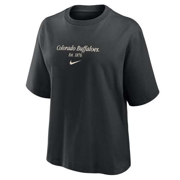 Women's relaxed fit Nike t-shirt with “Colorado Buffaloes Est. 1876” text and Nike Swoosh on front.