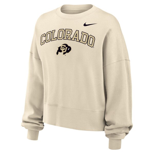 Women's Nike cropped sweatshirt with “Colorado” arched text, CU Buffaloes logo, and Nike Swoosh on front.