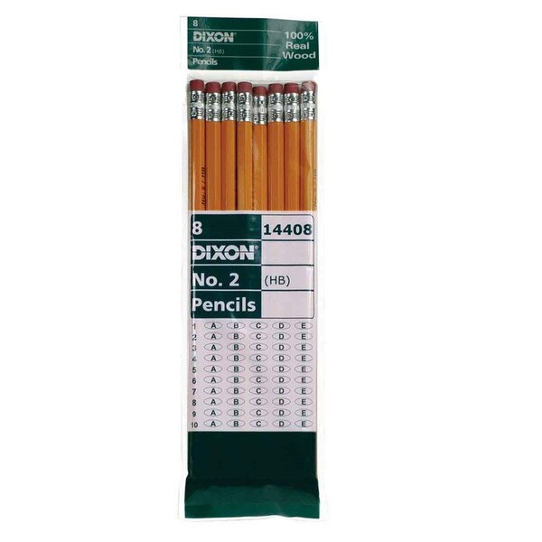8 unsharpened number 2 HB pencils.