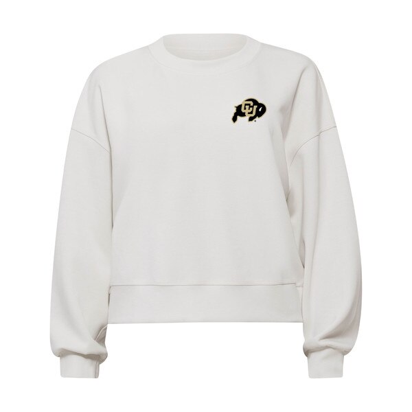 Ivory cropped lululemon Colorado Buffaloes crew sweatshirt with CU logo on left chest