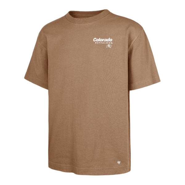 47 Brand Colorado Buffaloes brown t-shirt with white front logo text.