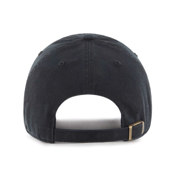 The back of a black cap.