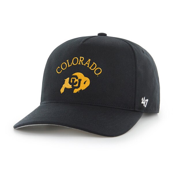 A black hat with "Colorado" and the CU buffalo logo embroidered on the front in a gold color. A small white 47 stitched on the left side.