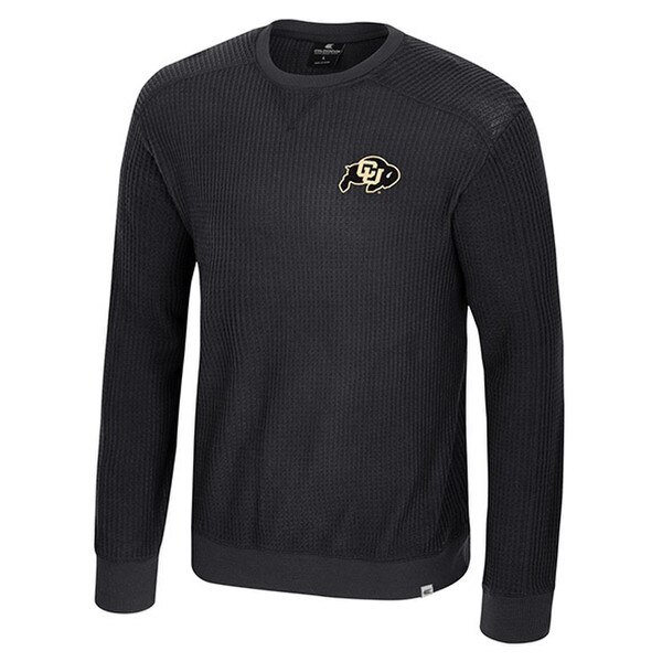 CU Boulder long sleeve waffle-knit top with embroidered logo on the chest.
