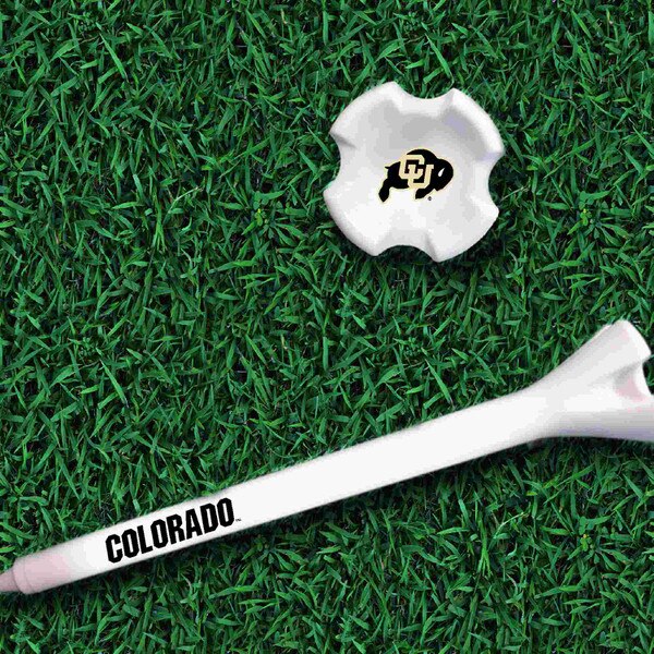 University of Colorado 8-pack golf tees with CU Buffs logo and Colorado text on green turf