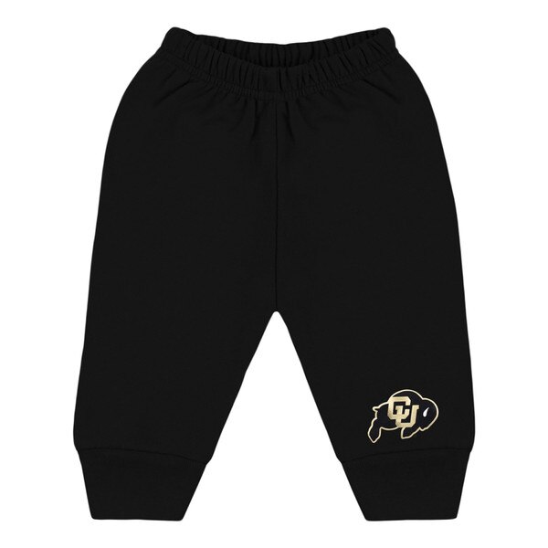 Black infant pants with CU Buffaloes logo on lower left leg