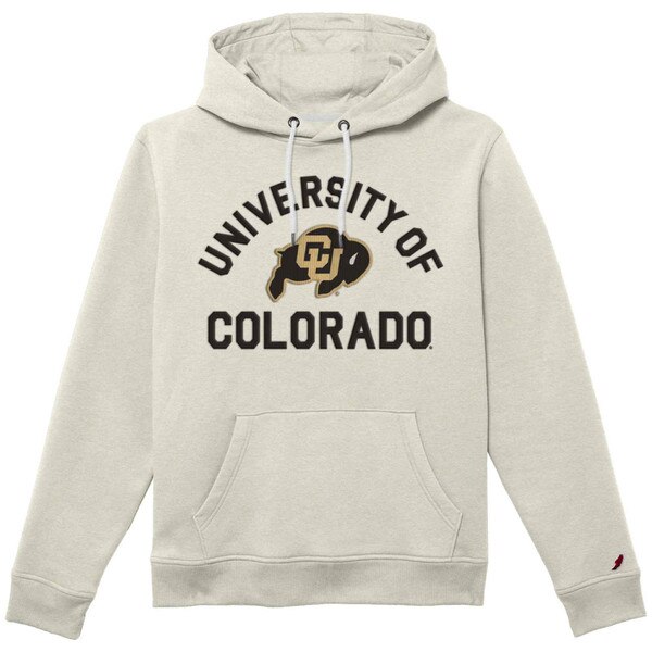 Oatmeal hoodie with arched “UNIVERSITY OF” text above the CU Buffaloes logo and bold “COLORADO” text underneath.