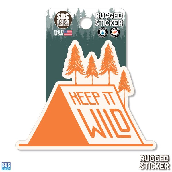 Boulder Colorado rugged sticker featuring white mountain peaks with a layered blue and teal sky and a white sun in the background.