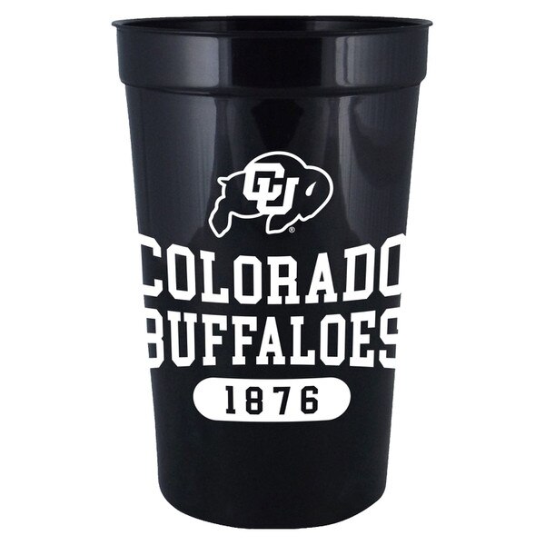 Black 22oz stadium cup with white Colorado Buffaloes logo and 1876 graphic