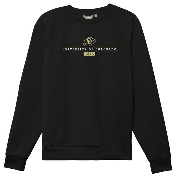 Black crewneck sweatshirt with CU Buffaloes logo, “University of Colorado” text, and “1876” in gold beneath a thin white line.