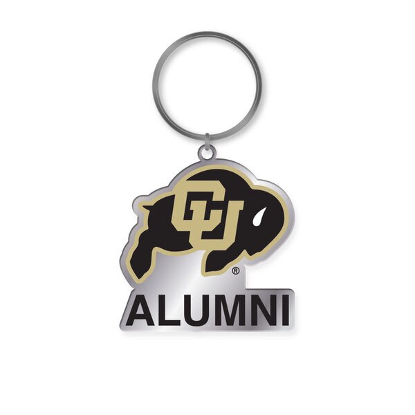 CU Buffaloes Alumni keychain with silver metal ring and Colorado Buffaloes logo