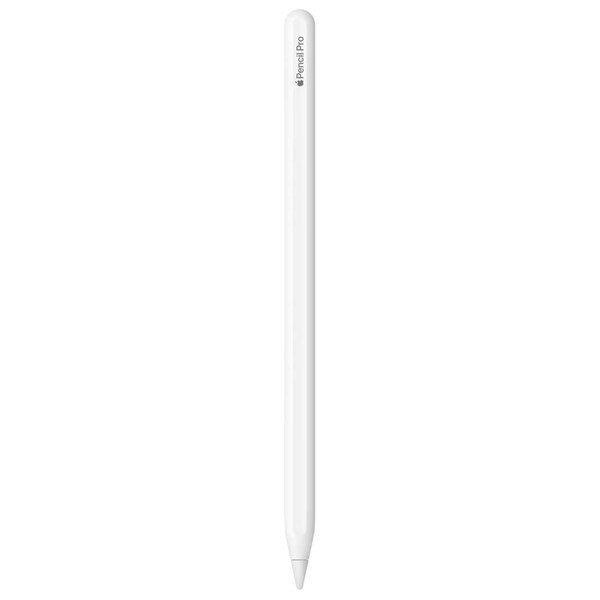 Apple Pencil Pro – full-length view showing the sleek, white cylindrical design with Apple Pencil Pro branding near the top.