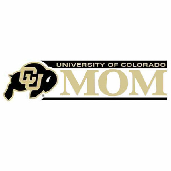 A University of Colorado Mom decal with black and Vegas Gold accents.