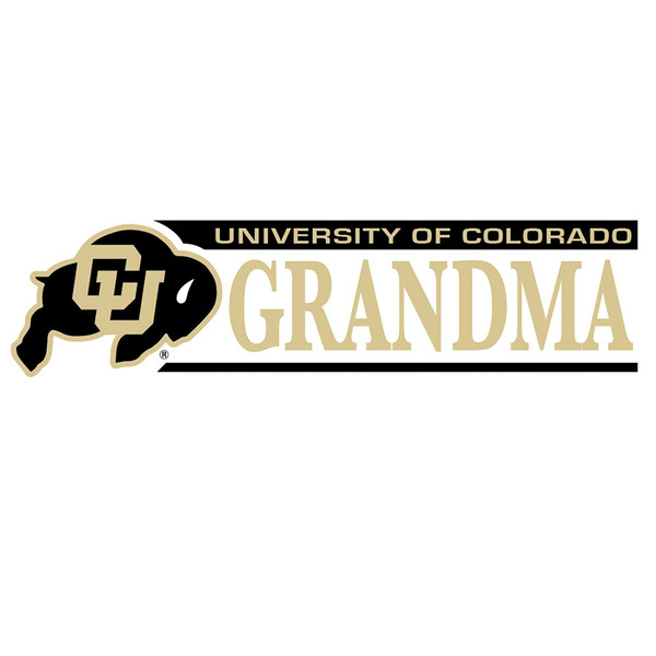 A University of Colorado Grandma decal with black and Vegas Gold accents.