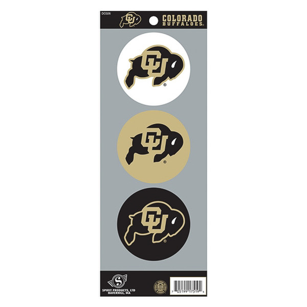 A 3-sticker pack of one white, one Vegas Gold, and one black sticker, each with the C-U Buffalo logo on them.