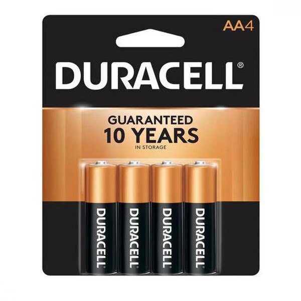A four pack of AA Duracell batteries.
