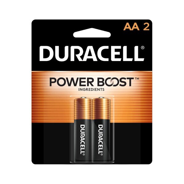 A two pack of AA Duracell batteries.