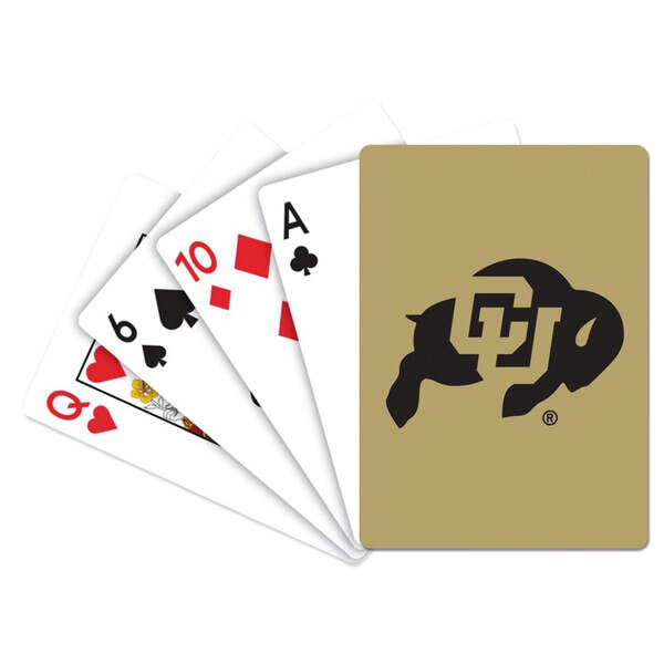 A baronet deck of playing cards with a C-U Buffalo logo on the other sides of each card.